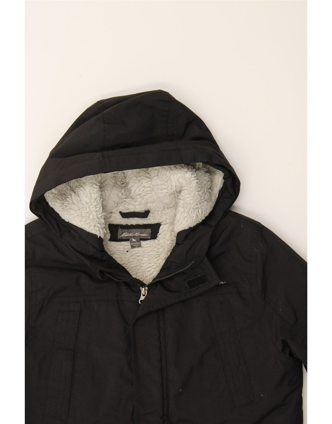 EDDIE BAUER Boys Hooded Parka Jacket 10-11 Years Medium Black Nylon Vintage Eddie Bauer and Second-Hand Eddie Bauer from Messina Hembry 