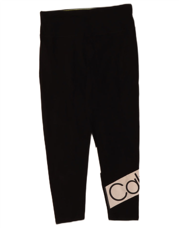 CALVIN KLEIN Damen Capri-Leggings mit Grafik, UK 14, Größe L, Schwarz, Farbblock