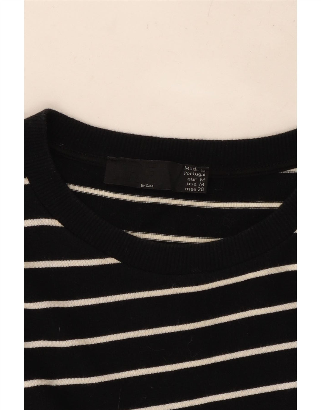 ZARA Damen 3/4-Ärmel asymmetrisches Kleid UK 14 Mittelschwarz gestreift