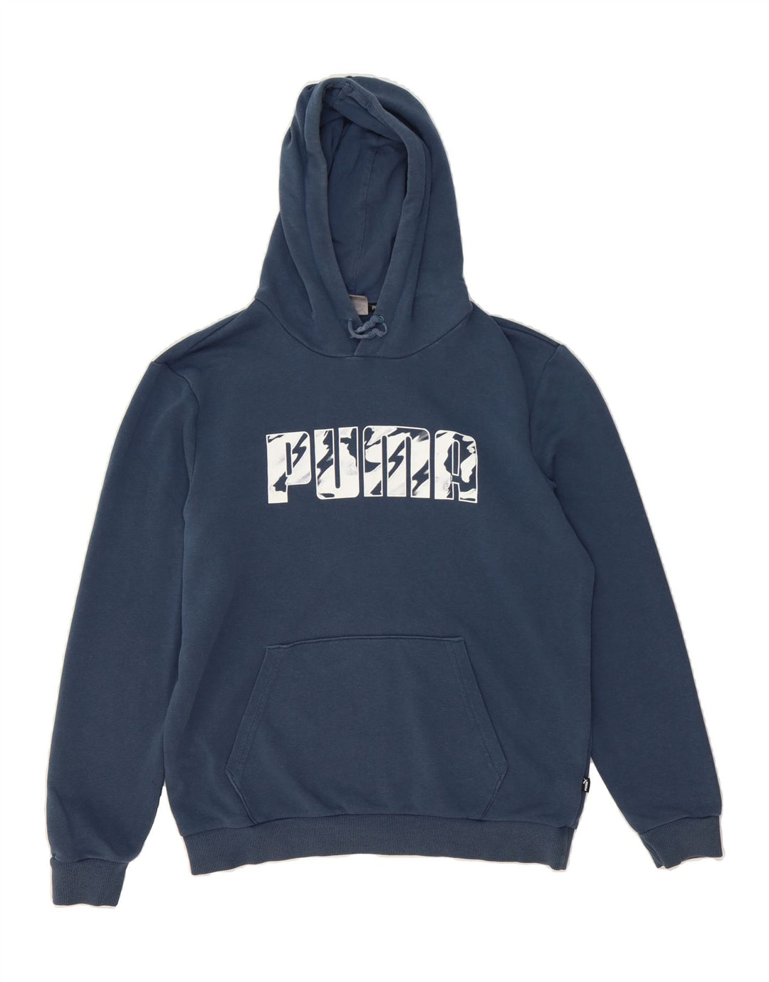 PUMA Mens Graphic Hoodie Jumper Medium Navy Blue Cotton Vintage Puma and Second-Hand Puma from Messina Hembry 