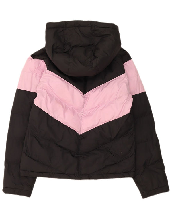 Nike Mädchen-Jacke mit Kapuze, gepolstert, 12–13 Jahre, Größe L, Schwarz, Farbblock