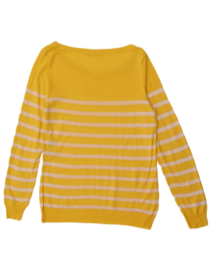 NERO GIARDINI Womens Boat Neck Jumper Sweater IT 40 Small Yellow Striped