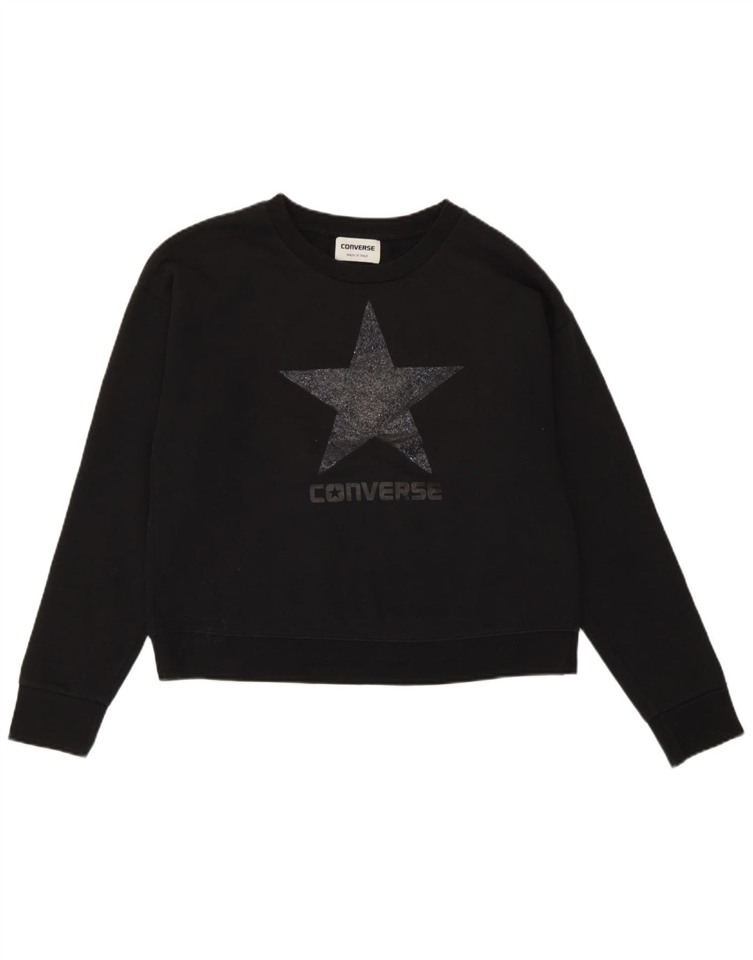 Converse Womens Graphic Oversized Sweatshirt Pullover UK 10 Small Schwarz