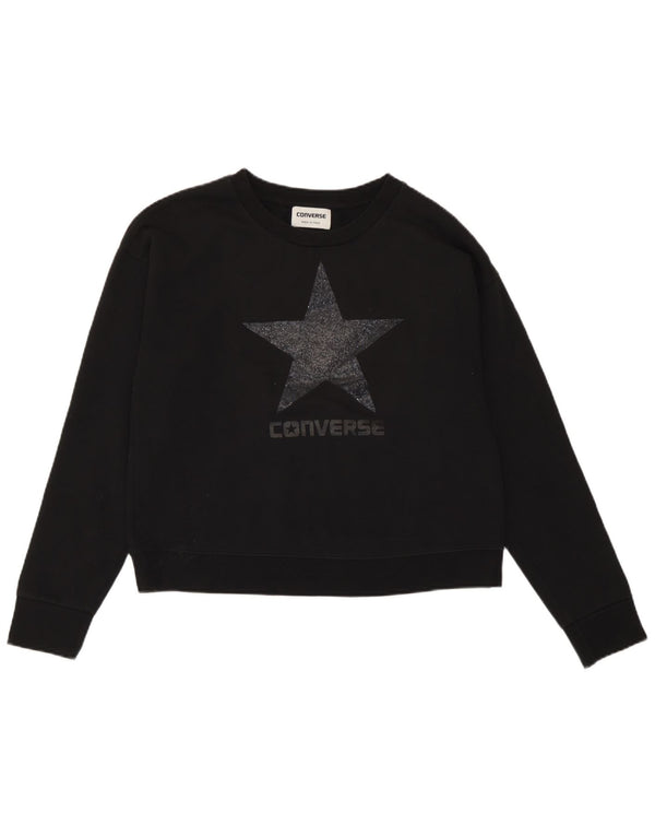 Converse Womens Graphic Oversized Sweatshirt Pullover UK 10 Small Schwarz