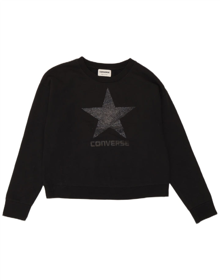 Converse Womens Graphic Oversized Sweatshirt Pullover UK 10 Small Schwarz