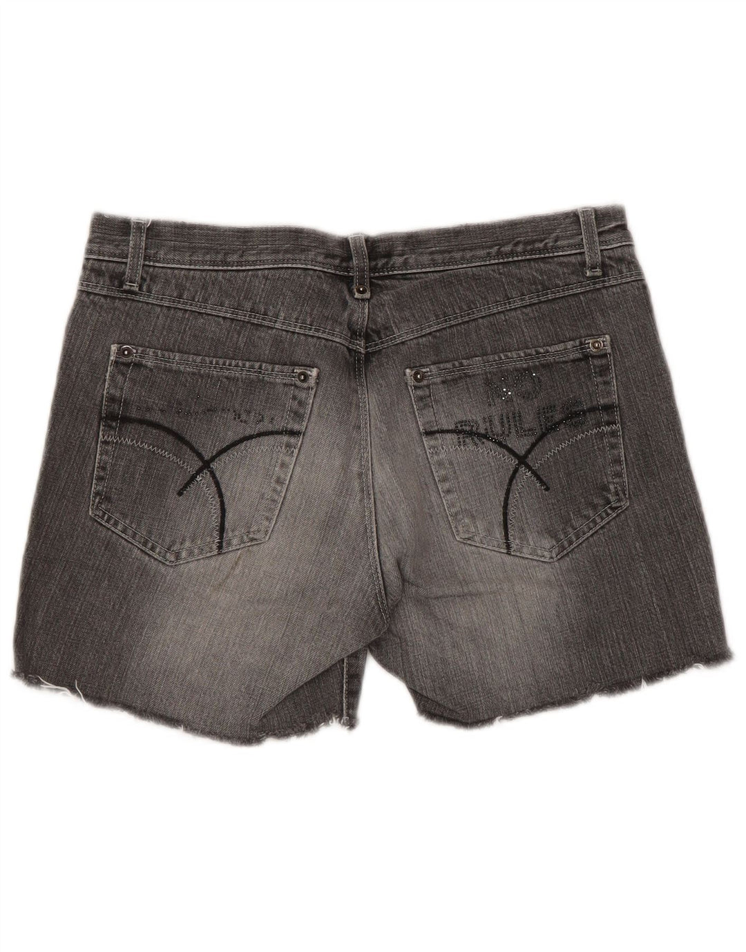 Roccobarocco Damen Jeansshorts W30 mittelgraue geblümte Baumwolle