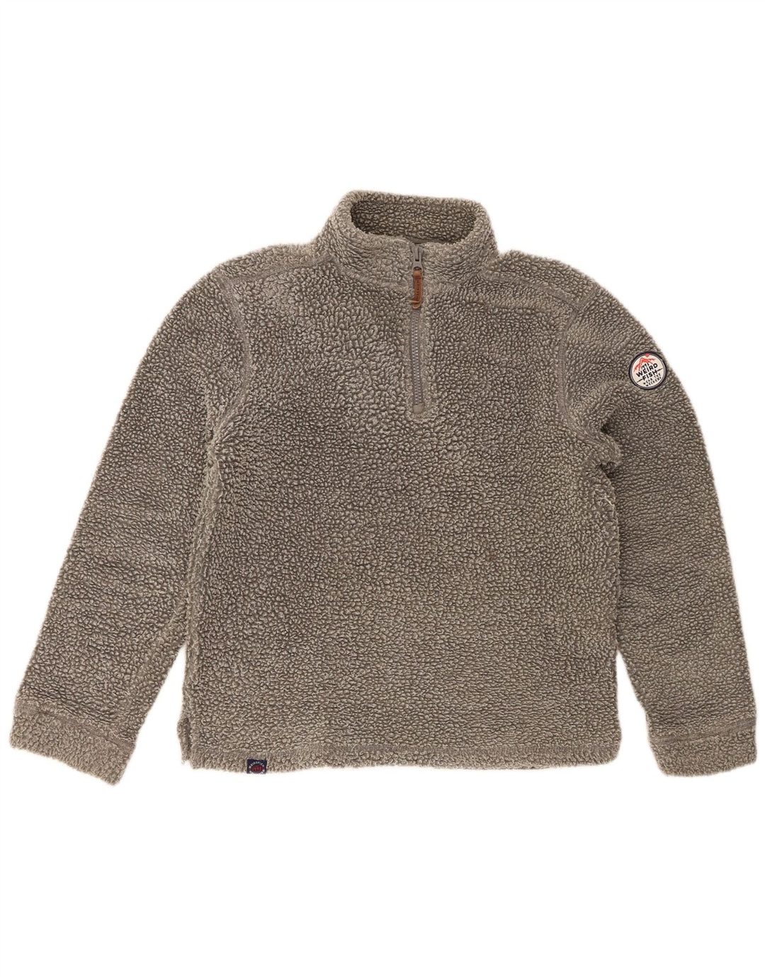 Weird Fish Herren-Fleecepullover mit Reißverschluss am Hals, Größe S, Grau, Polyester