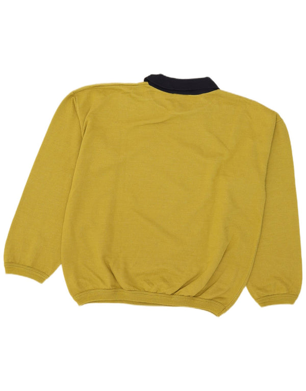 Vintage Herren Grafik Polo Neck Sweatshirt Pullover XL Grün