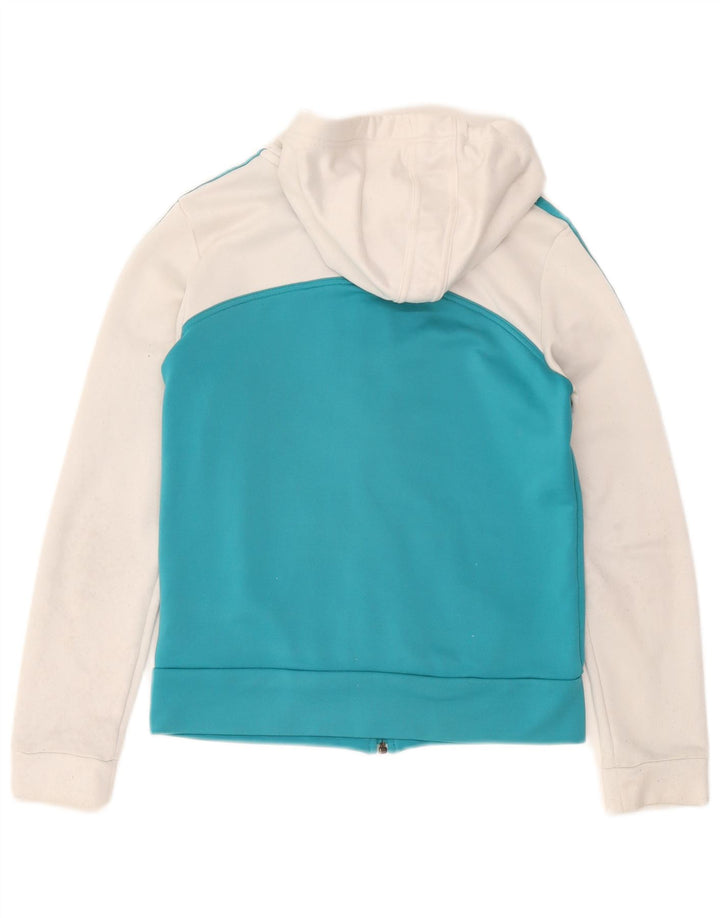 Adidas Damen Zip Hoodie Pullover UK 12 Mittelweißes Colourblock-Polyester