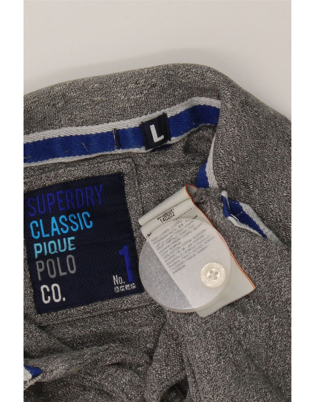 Superdry Herren-Poloshirt, große, grau gefleckte Baumwolle
