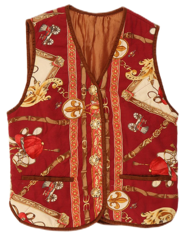 Vintage Damen Reitweste mit abstraktem Muster UK 12 Mittelrot