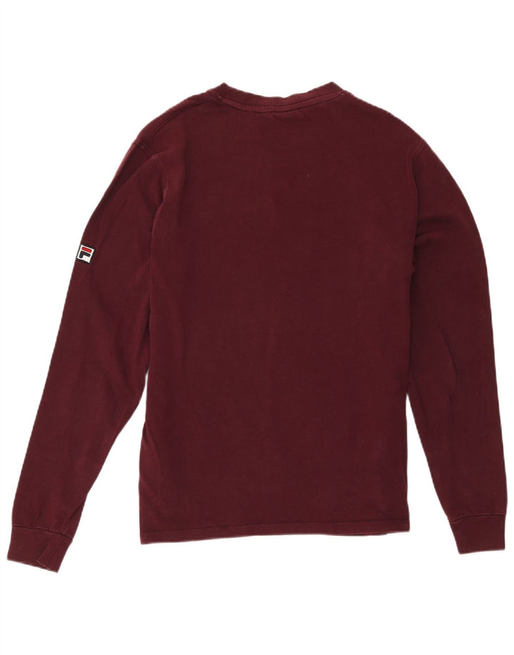 Fila Herren-Top, langärmelig, klein, Burgunderrot, Baumwolle