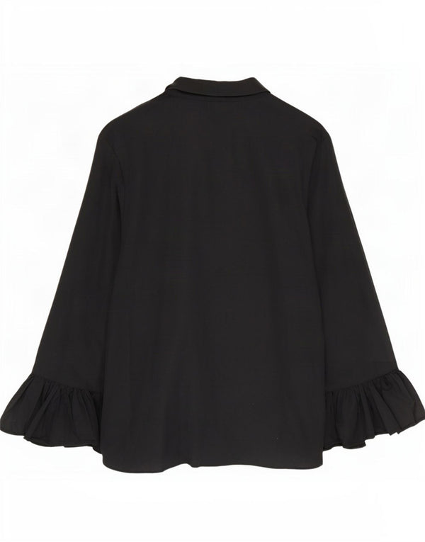 Marks & Spencer Damen Hemdbluse UK 24 4XL Schwarze Baumwolle