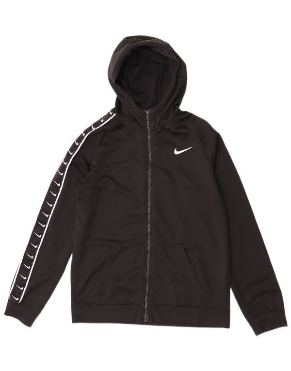 Nike Jungen Kapuzenpullover mit grafischem Reißverschluss, 13–14 Jahre, XL, Schwarz, Polyester, Sport