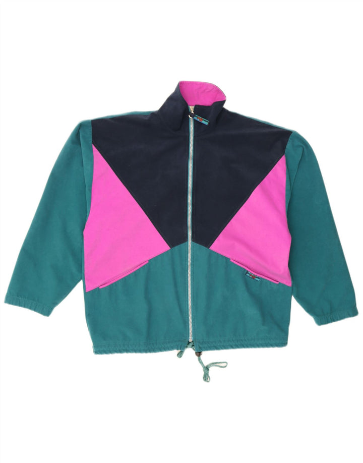 Vintage Herren-Trainingsanzug aus Velours, Jacke, klein, mehrfarbig, Farbblock