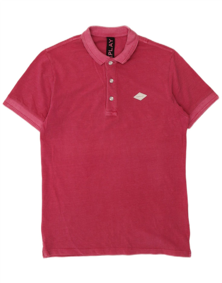 REPLAY Herren-Poloshirt, Größe S, rosa Baumwolle