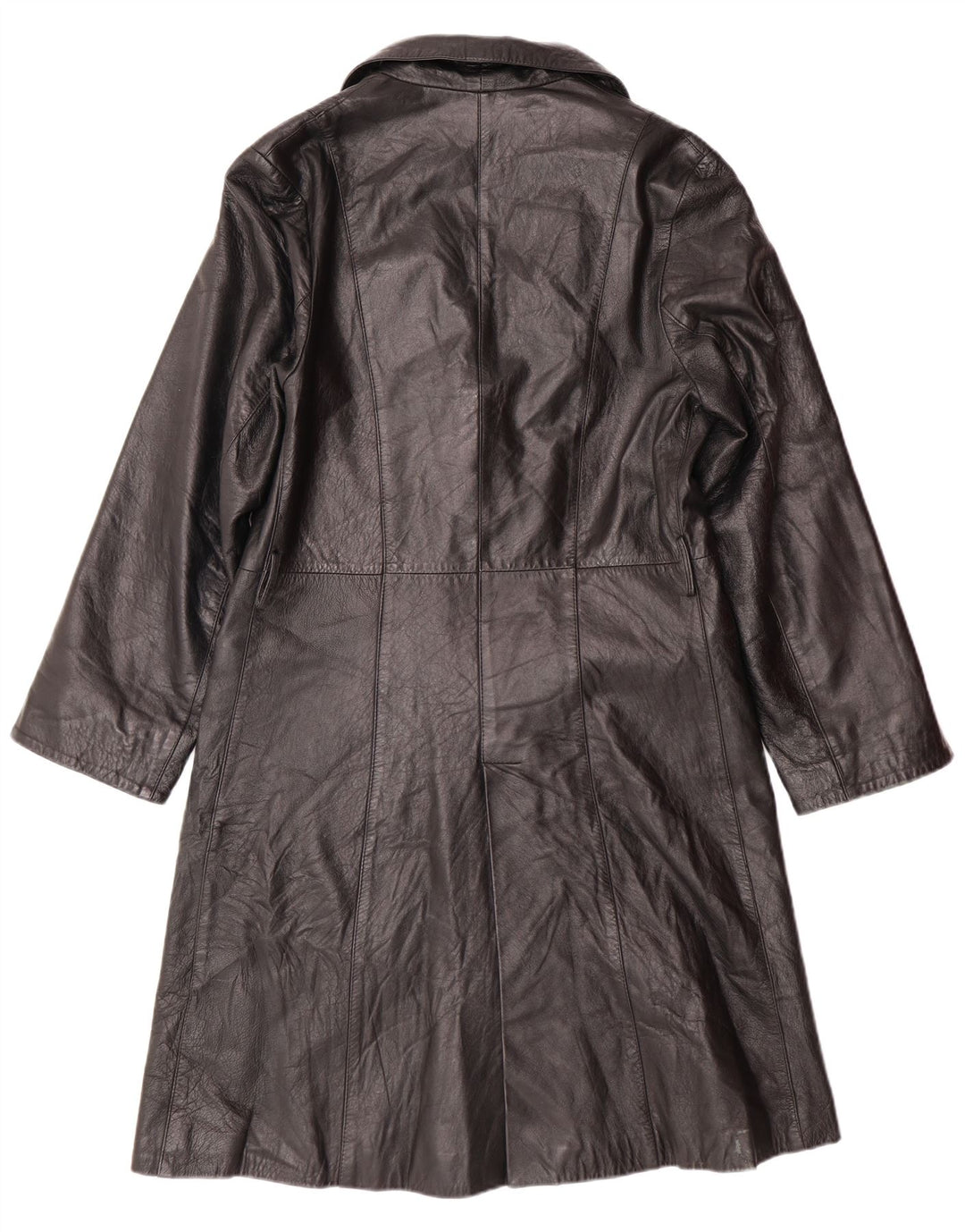 NEUE KOLLEKTION Damen-Ledermantel IT 44 Mittelschwarzes Leder