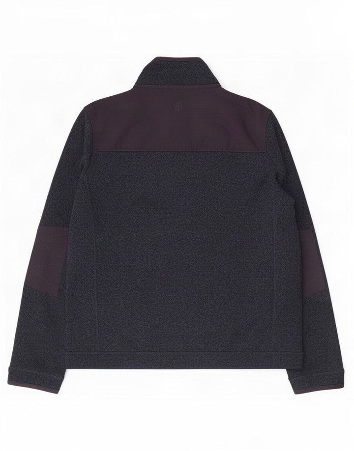Fat Face Herren-Sweatshirt mit Reißverschluss am Hals, großes marineblau meliertes Polyester