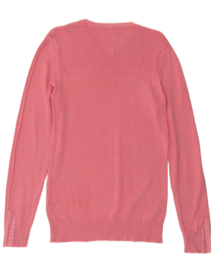 MOSCHINO Herren-Pullover mit V-Ausschnitt, Größe S, rosa Baumwolle