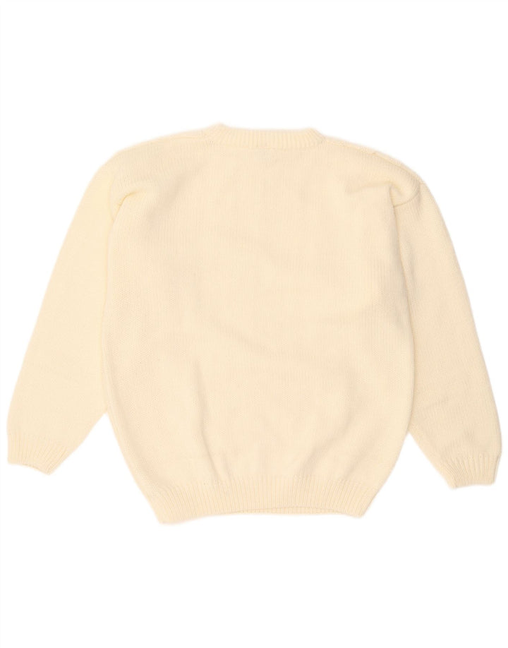 Angelo Muroni Herren-Pullover mit Rundhalsausschnitt, Mittelweiß, Polyacryl