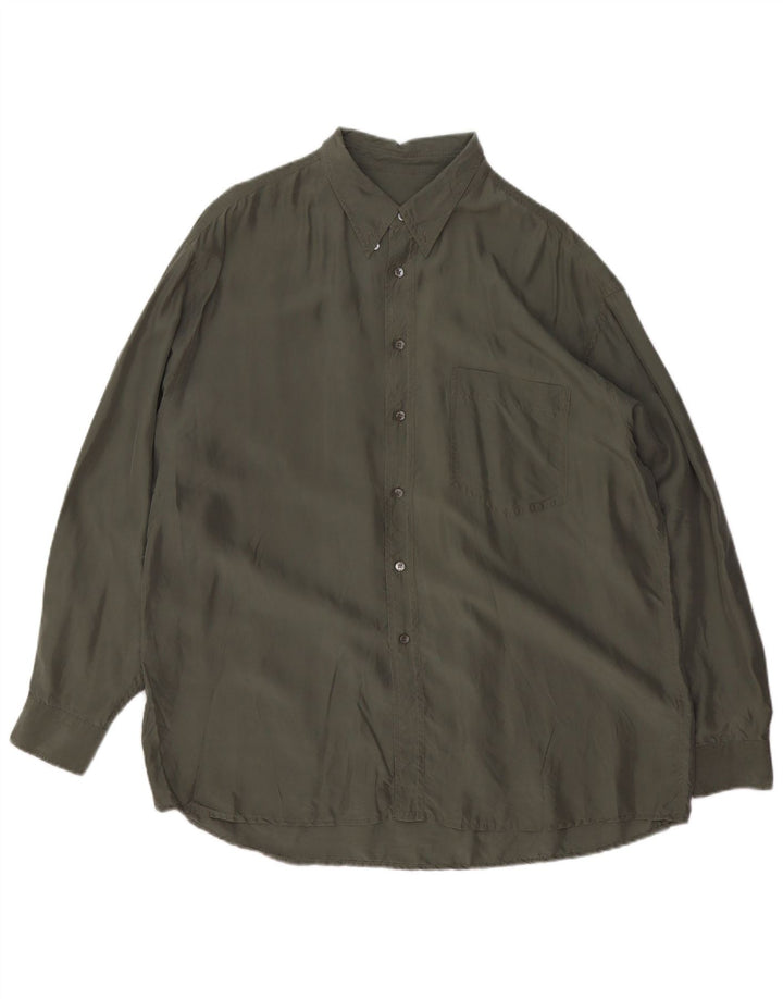 VINTAGE Herrenhemd 2XL Khaki Seide