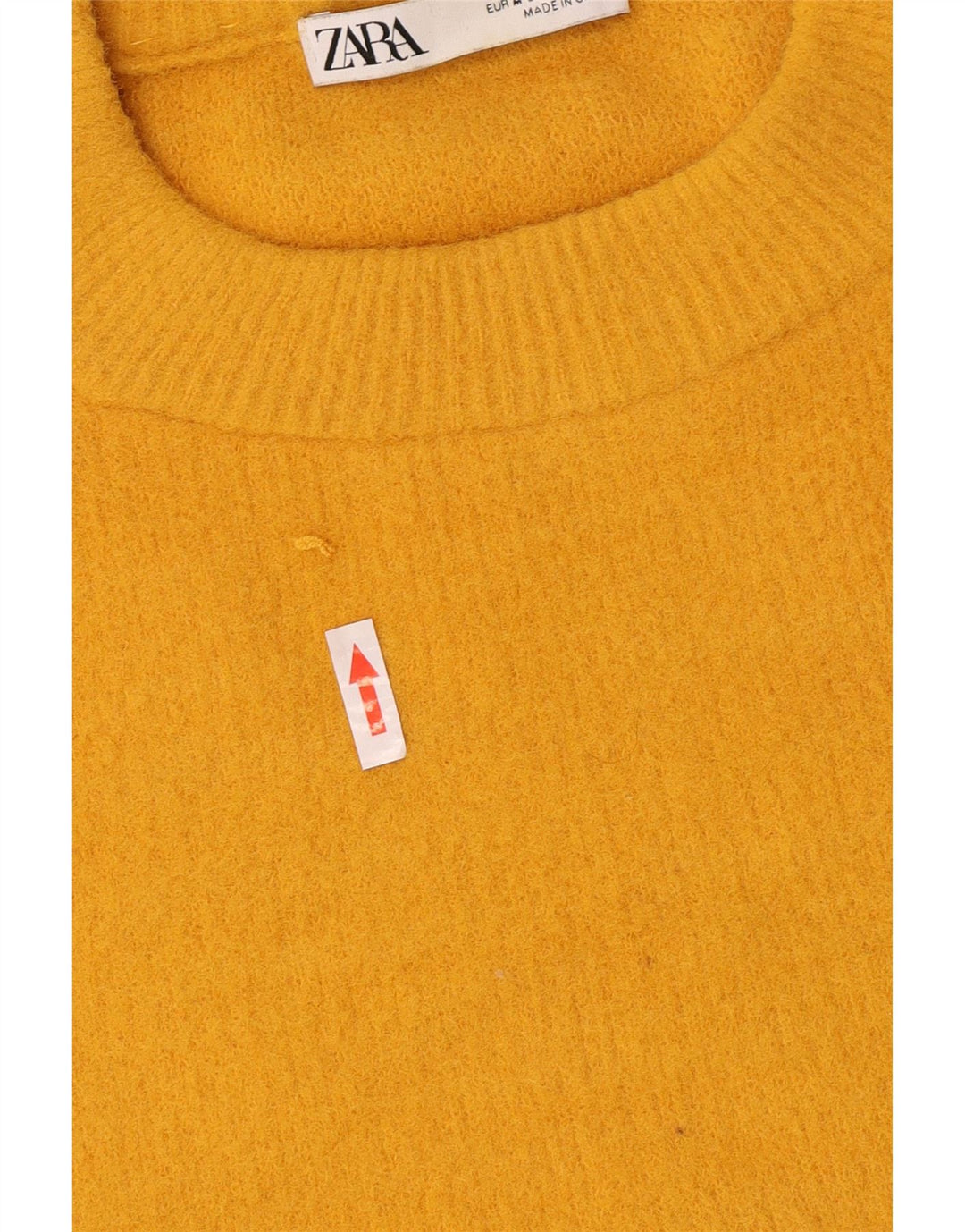 Zara Damen-Pullover mit Rundhalsausschnitt, UK 14, mittelgelbes Nylon