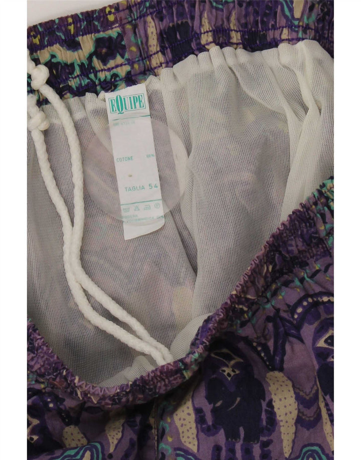 Equipe Damen Badeshorts UK 14 Large Lila Patchwork Baumwolle