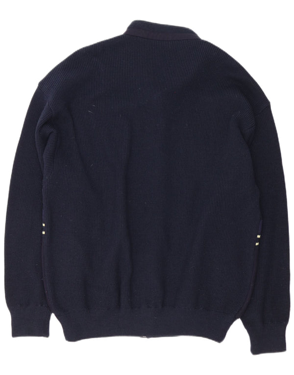 Loli Wolf Herren-Strickjacke mit normaler Passform, mittlere marineblaue Wolle