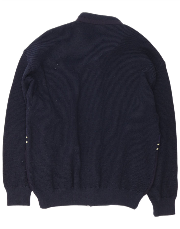 Loli Wolf Herren-Strickjacke mit normaler Passform, mittlere marineblaue Wolle