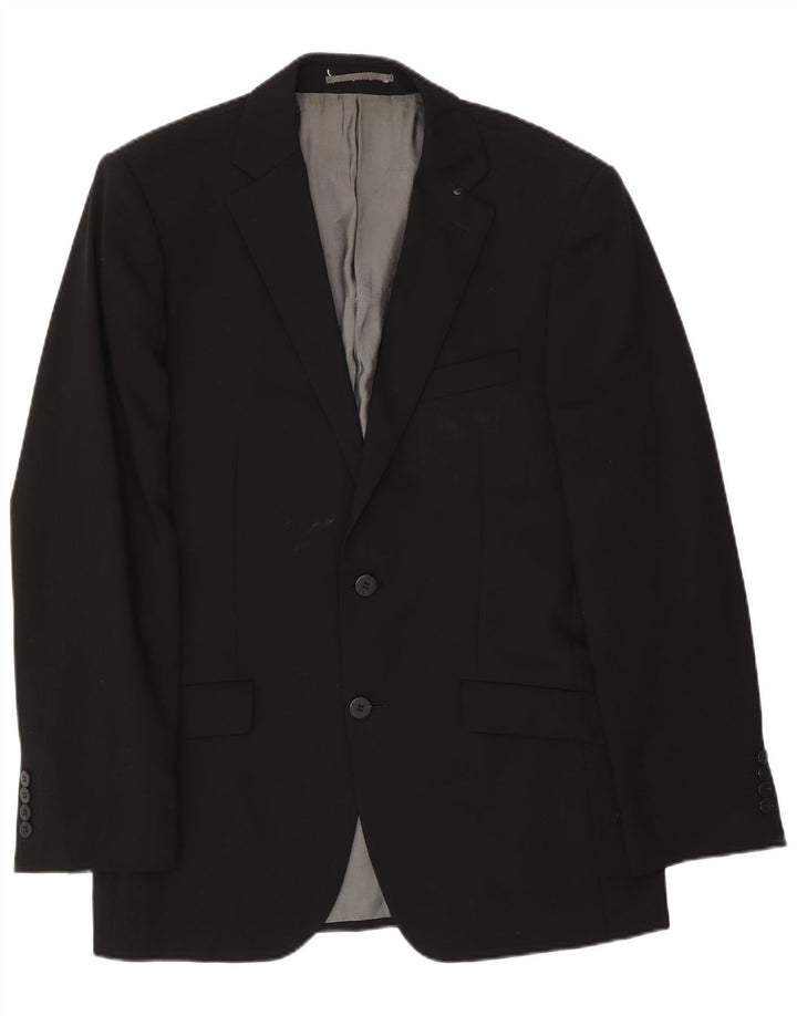 Pierre Cardin Herren-Blazer mit 2 Knöpfen, UK 38, mittelschwarze Wolle