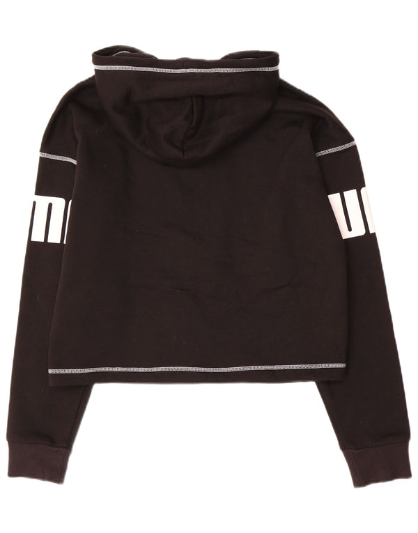 PUMA Damen Übergroßer grafischer Kapuzenpullover UK 14 Mittelschwarze Baumwolle