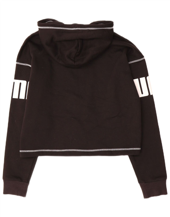 PUMA Damen Übergroßer grafischer Kapuzenpullover UK 14 Mittelschwarze Baumwolle