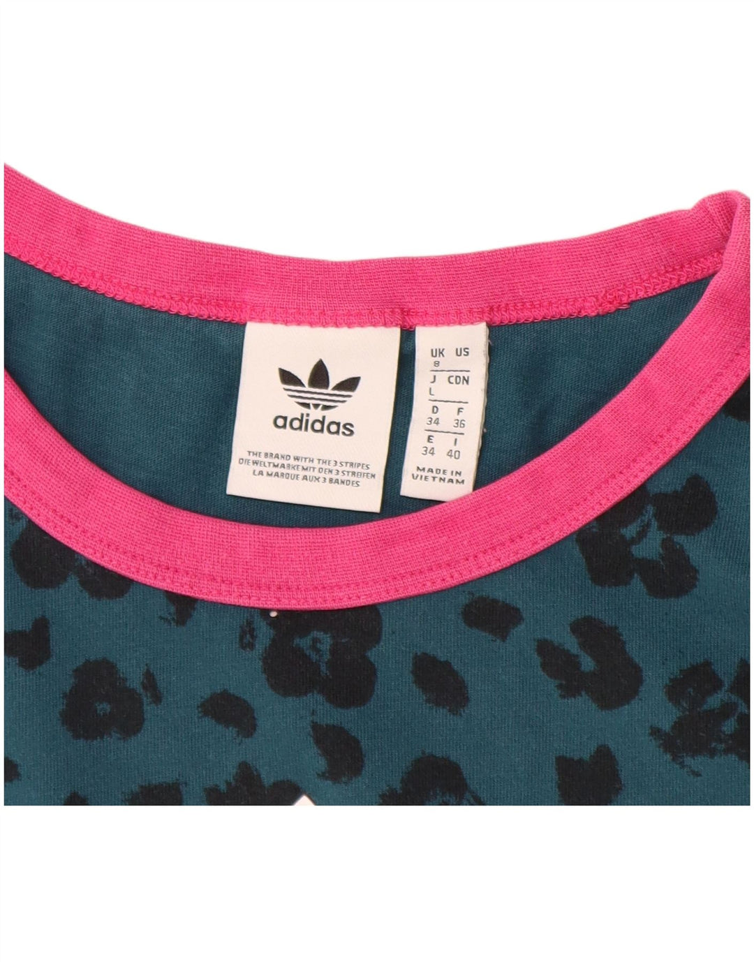 ADIDAS Grafik-T-Shirt für Damen, UK 8, Größe S, grün, Baumwolle mit Animal-Print