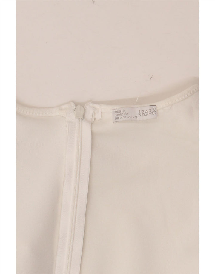 ZARA Damen Kurzarm-Playsuit UK 8 Small W28 Weiß
