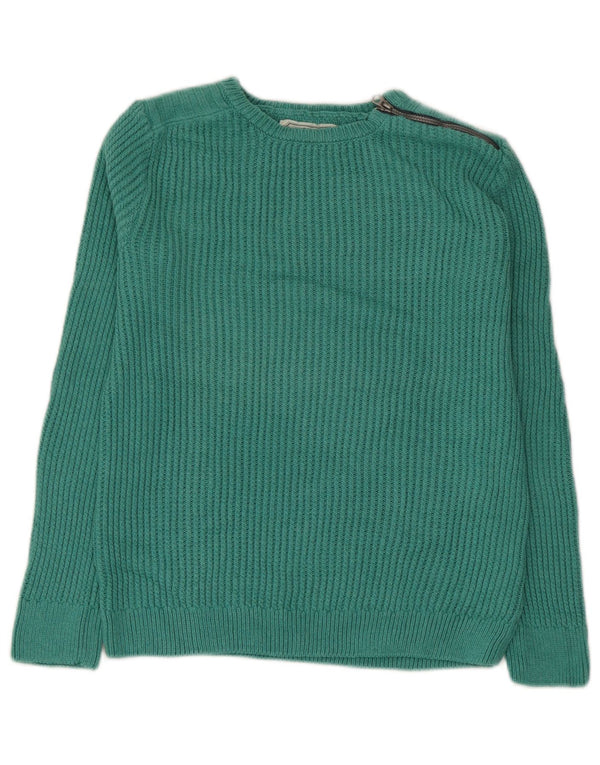 Zara Mädchen-Pullover mit Rundhalsausschnitt, 9–10 Jahre, grüne Baumwolle