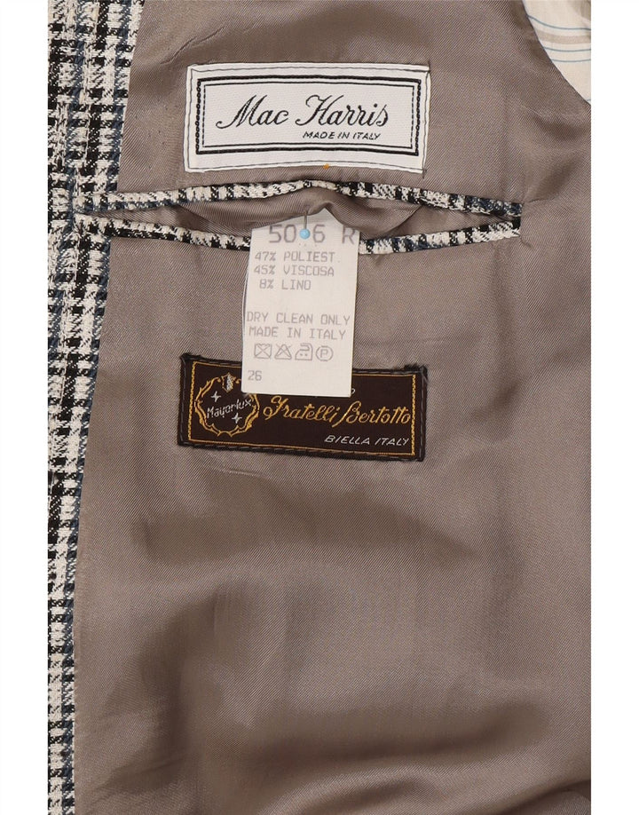 VINTAGE Herren-Blazer mit 2 Knöpfen, IT 50, großes grau kariertes Polyester