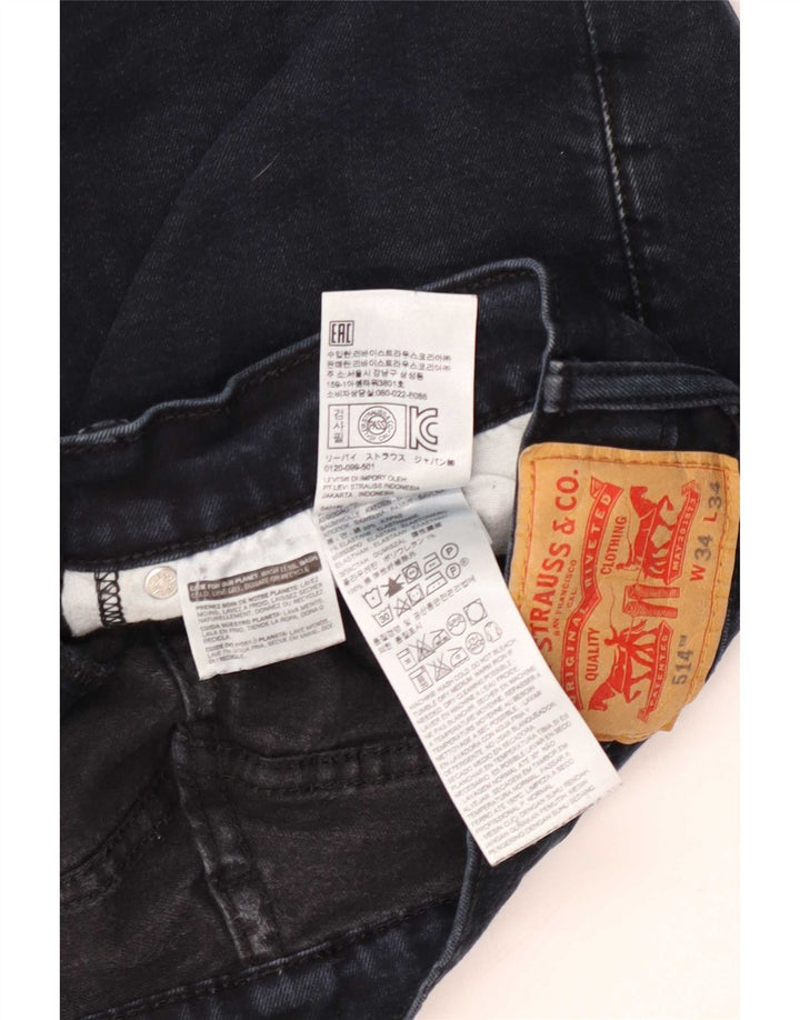 Levi's Herren 514 Straight Jeans W34 L34 Marineblaue Baumwolle