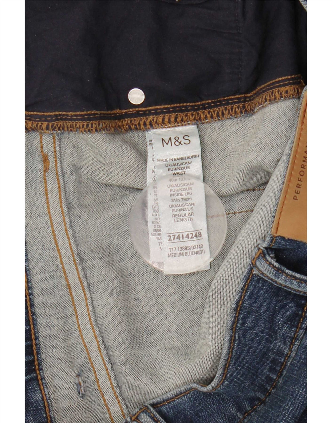 Marks & Spencer Herren Slim Jeans W40 L31 Blaue Baumwolle