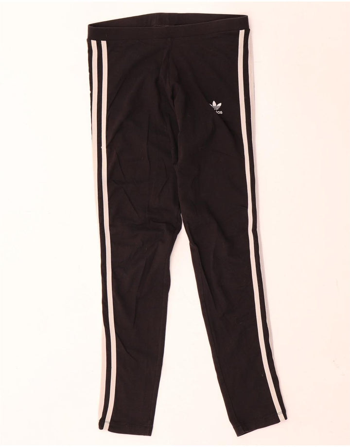 Adidas Damen Leggings UK 8 Small Schwarz Baumwolle