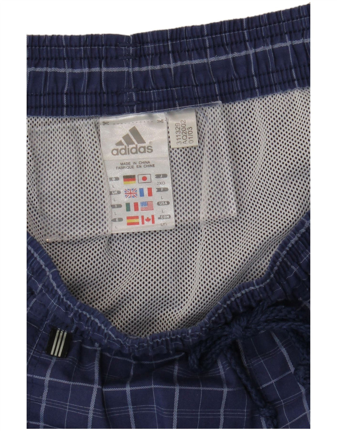 ADIDAS Herren-Badeshorts, groß, blau kariert, Polyester