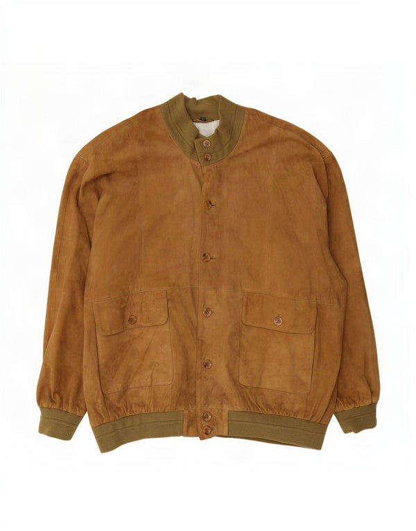 Barisal Mens Suede Bomber Jacket IT 58 4XL Beige Leather