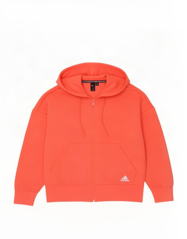 Adidas Damen Zip Hoodie Pullover UK 12/14 Mittelrosa Baumwolle