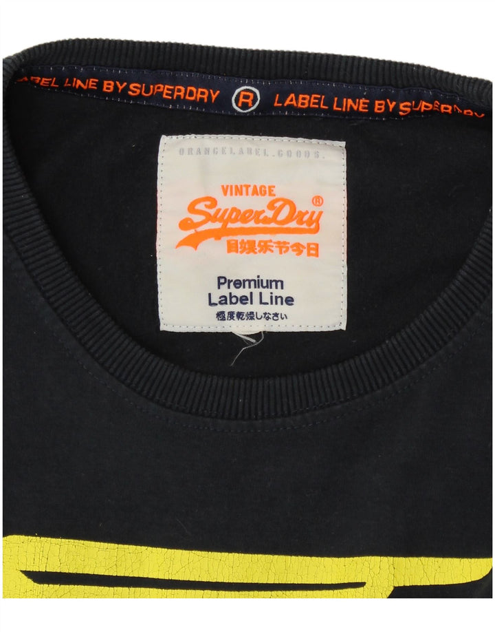 SUPERDRY Herren-T-Shirt mit Grafik, mittelmarineblaue Baumwolle