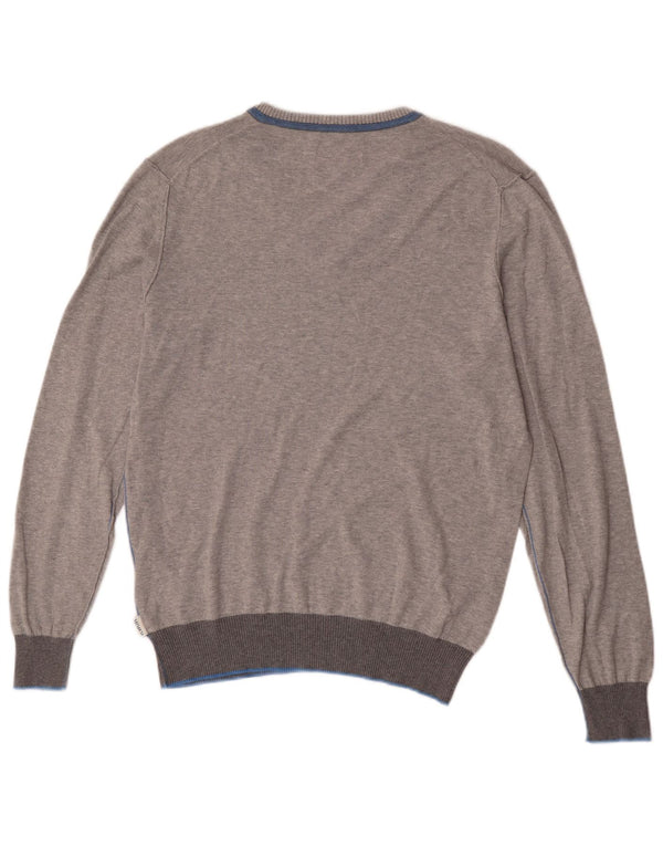 Playlife Damen-Pullover mit V-Ausschnitt, UK 16, Größe L, grau gefleckte Baumwolle