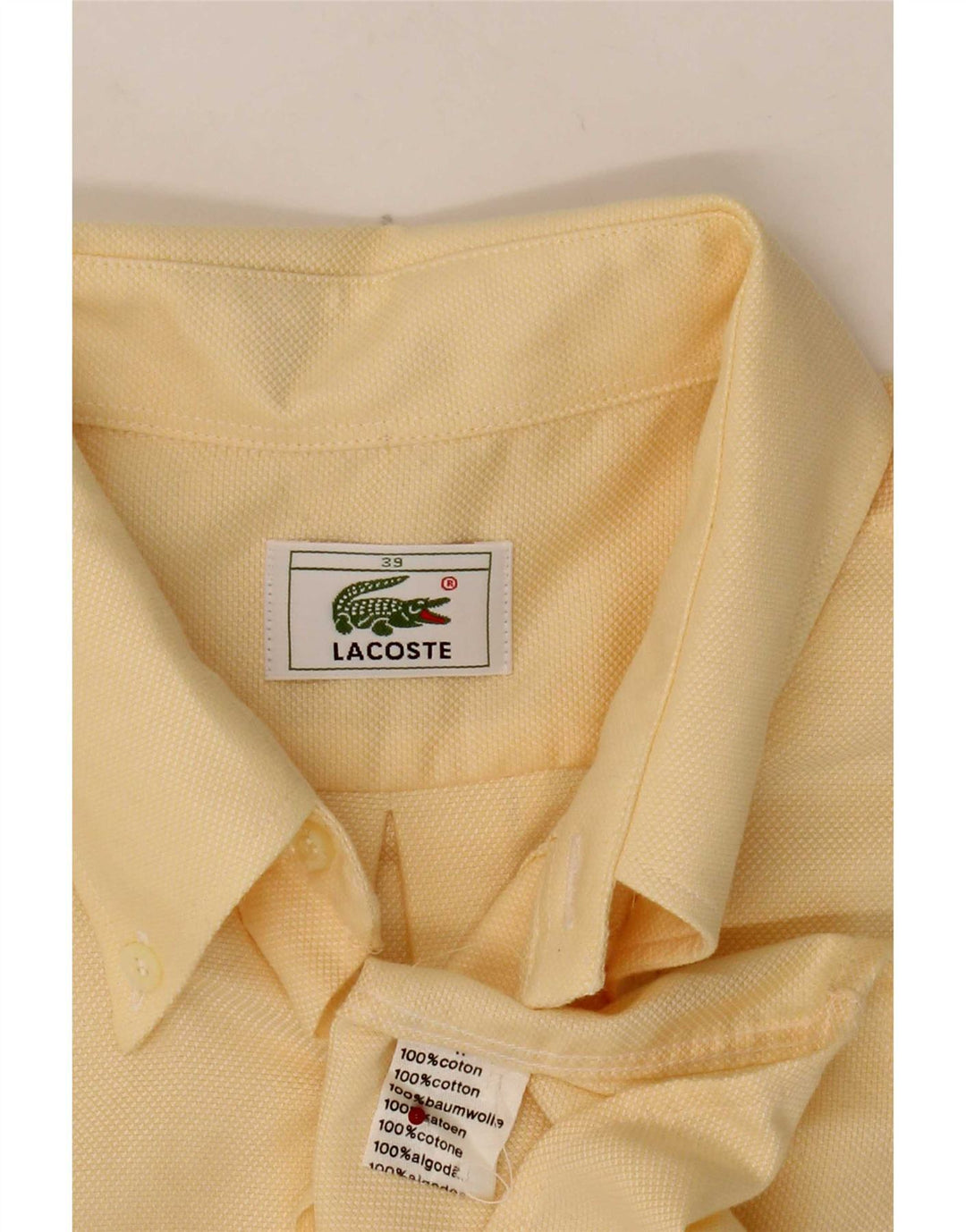 Lacoste Herrenhemd Größe 39 mittelgelbe Baumwolle