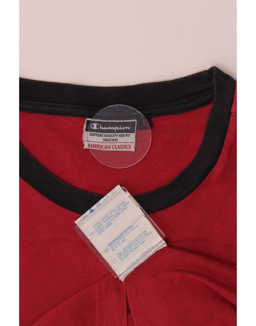 Champion Herren-T-Shirt mit Grafik, Größe L, aus roter Baumwolle