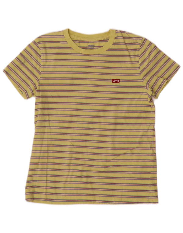 Levi's Damen T-Shirt Top UK 2 2XS gelb gestreift aus Baumwolle