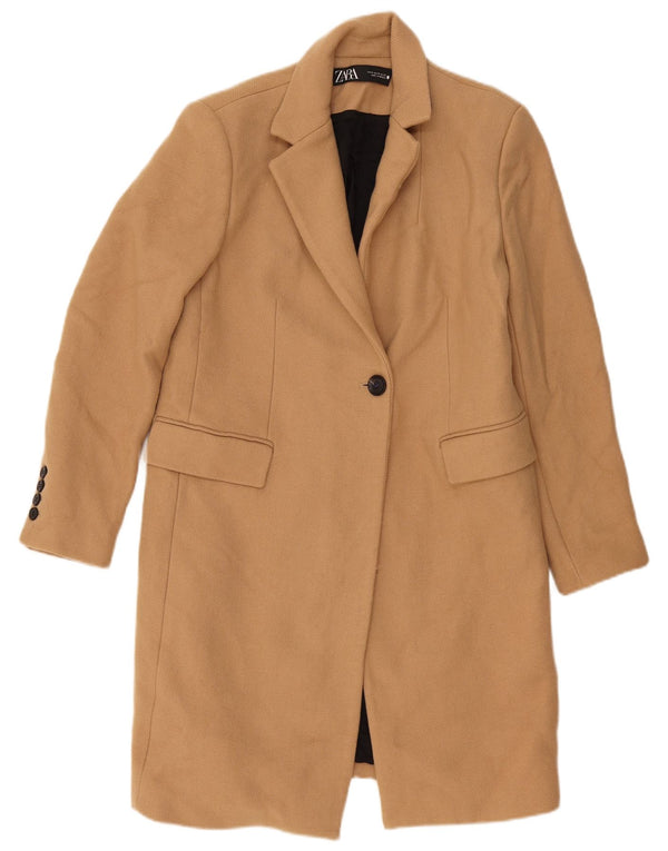 Zara Damen Mantel UK 12 Mittelbeige Wolle