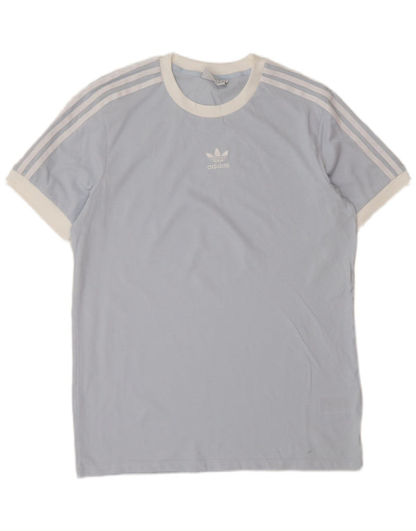 Adidas Damen Grafik T-Shirt Top UK 10 Small Blau Baumwolle