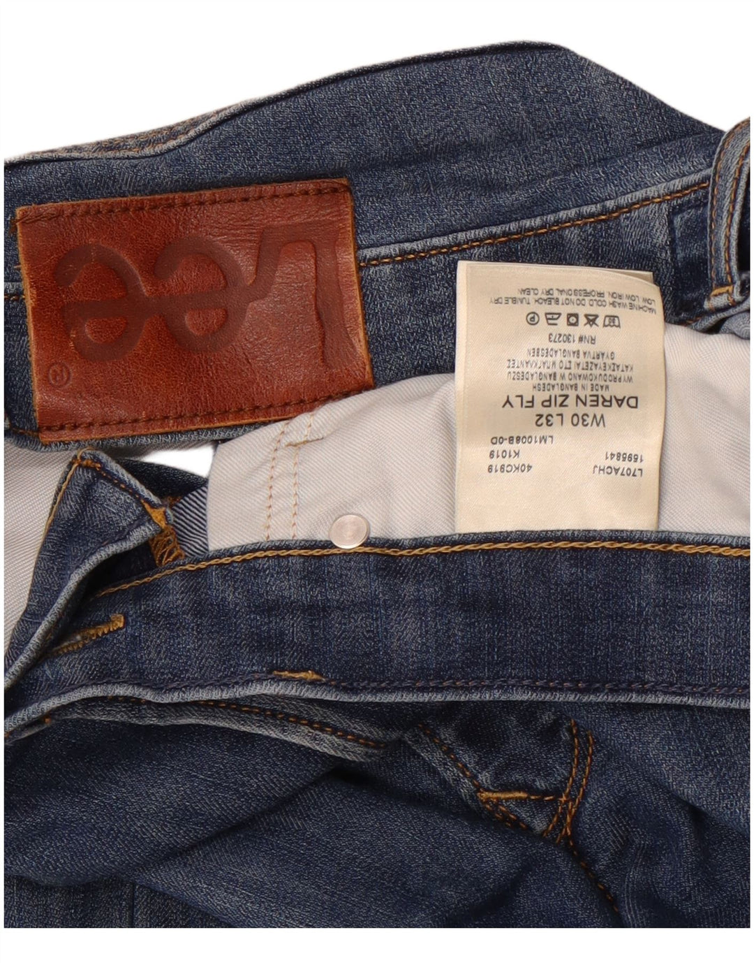 Lee Herren Daren Zip Fly Slim Jeans W30 L32 Blaue Baumwolle